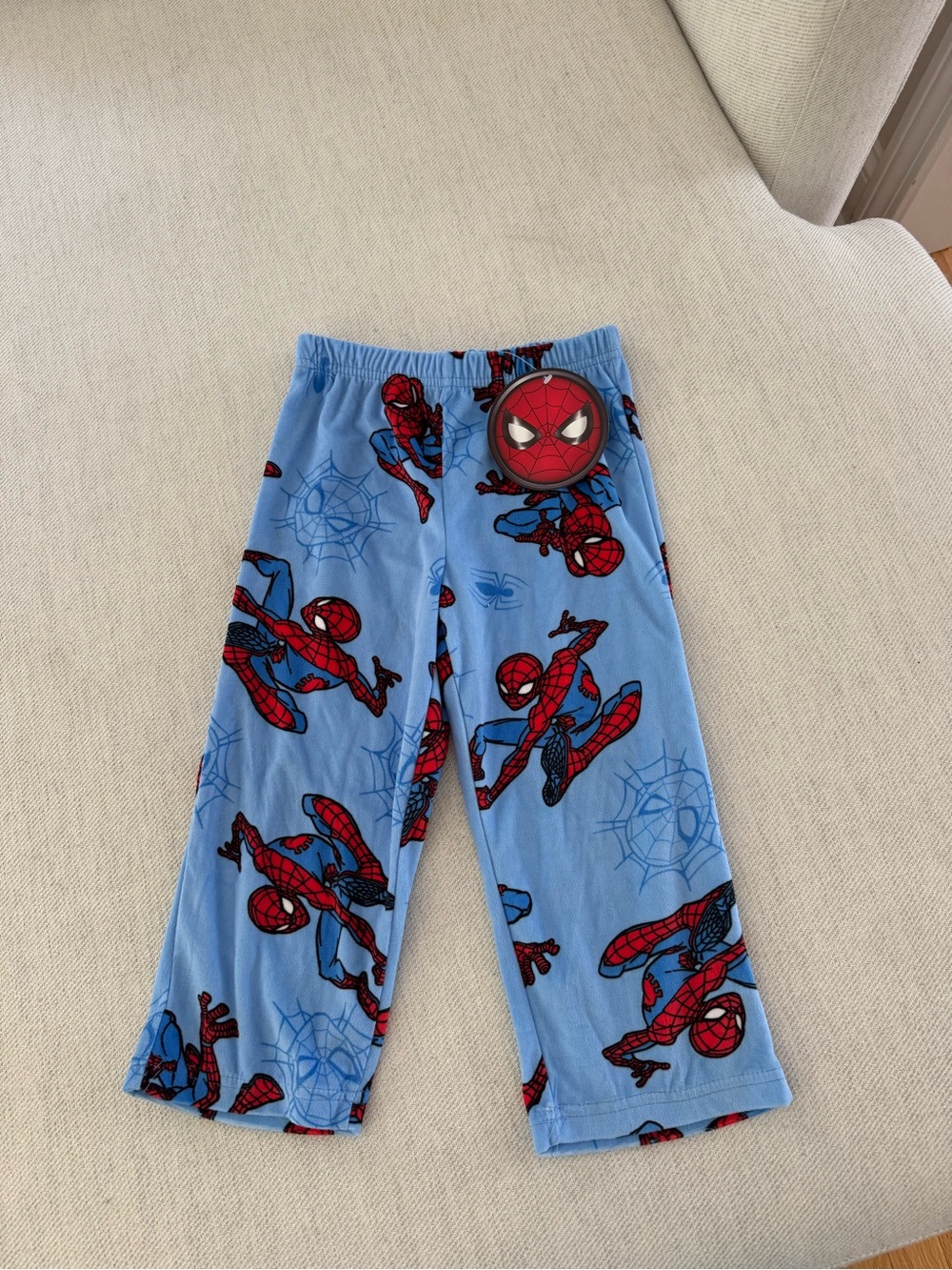 Spiderman Light Blue and Red Kids Pajama Bottoms - Picture 2 of 3